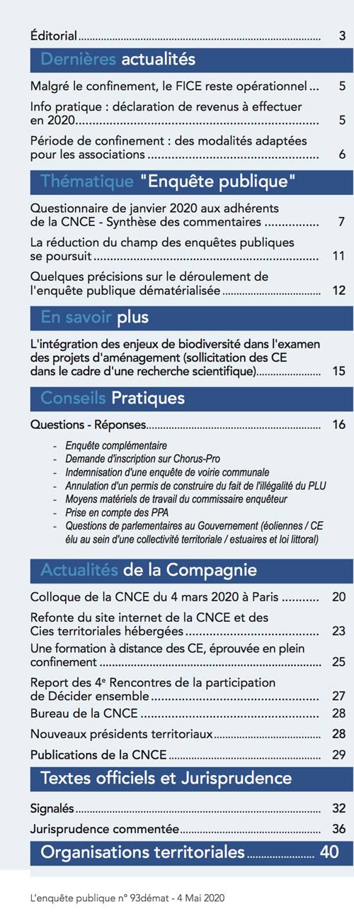 Sommaire bulletin 93démat de la CNCE, du 4 mai 2020