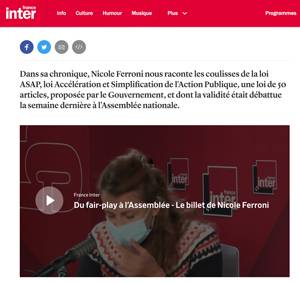 Billet Nicole Ferroni France Inter 7 octobre - Article 25 du projet de loi ASAP